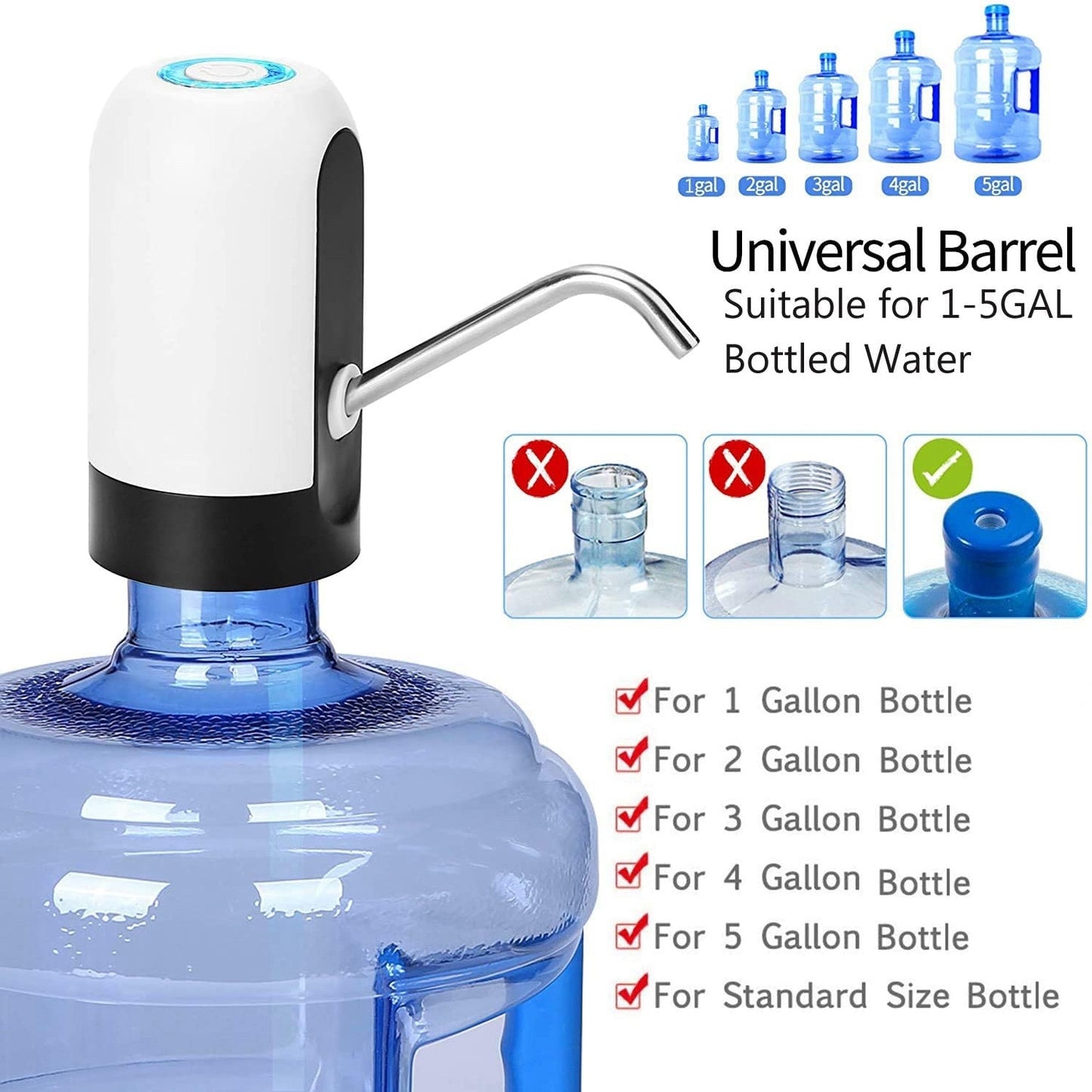 Water Bottle Pump USB Charging